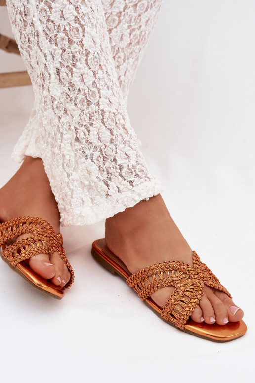 Slippers Dames plat oranje Fariella