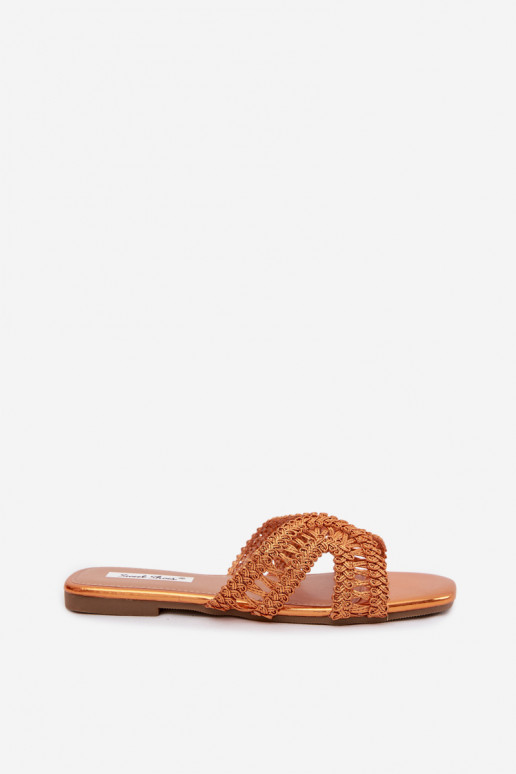 Slippers Dames plat oranje Fariella