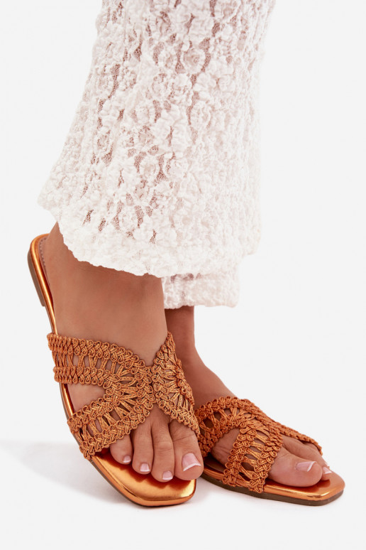 Slippers Dames plat oranje Fariella