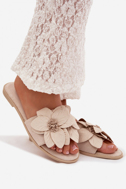 gelijk aan Damespantoffels Met sierlijki met bloemmotievenami ivoor Elzoria