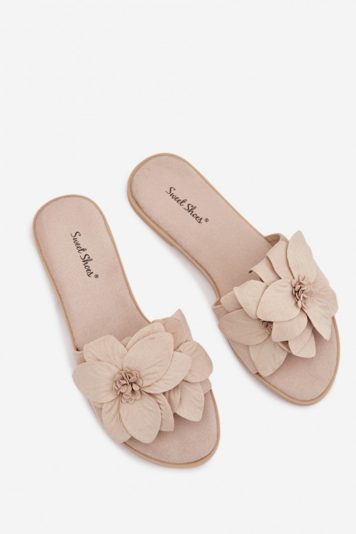 isocèle Pantoufles pour femmes Avec des décorationsi avec des motifs florauxami couleur ivoire Elzoria