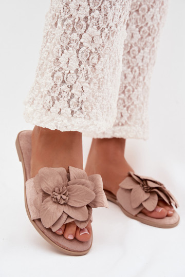 Chaussons plats pour femmes couleur sable avec motifs floraux Elzoria