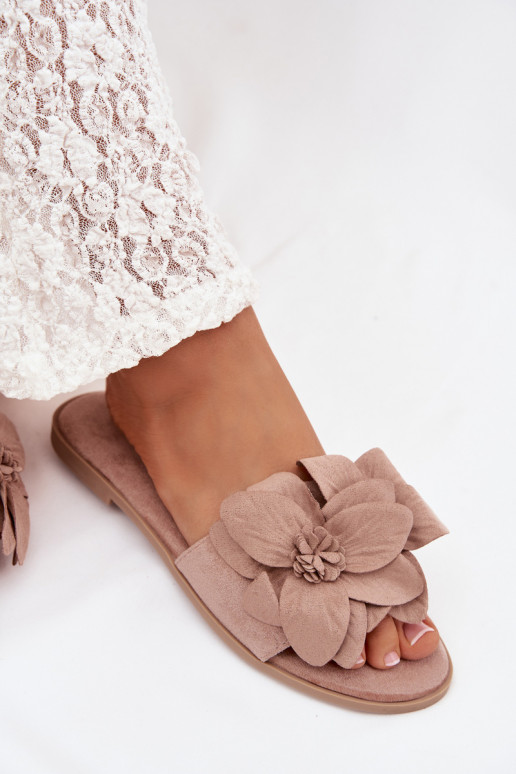 gelijk aan Damespantoffels Met sierlijki met bloemmotievenami beige Elzoria