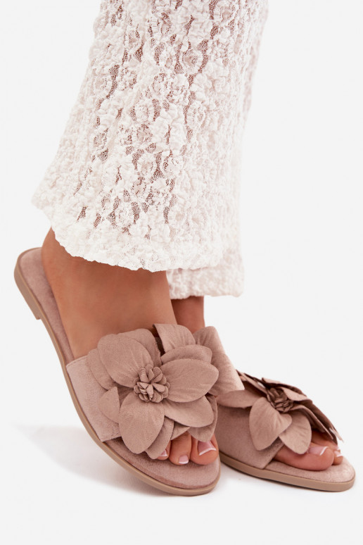 isocèle Pantoufles pour femmes Avec des décorationsi avec des motifs florauxami beige Elzoria