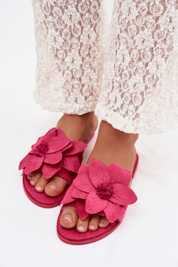 Chaussons plats pour femmes couleur rose avec motifs floraux Elzoria