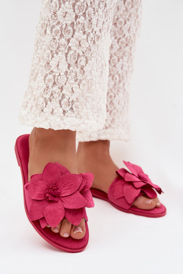 Chaussons plats pour femmes couleur rose avec motifs floraux Elzoria 2