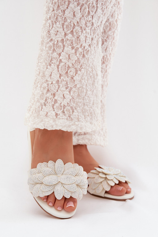 Slippers Dames plat Met Decoratie Initte kleur Grelora