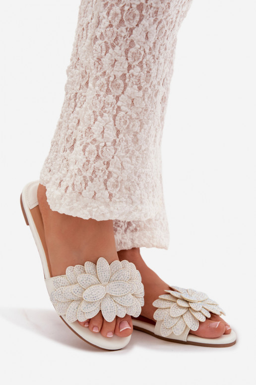 Slippers Dames plat Met Decoratie Initte kleur Grelora