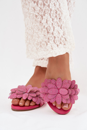 Roze kleur dames slippers met decoratie Grelora 2