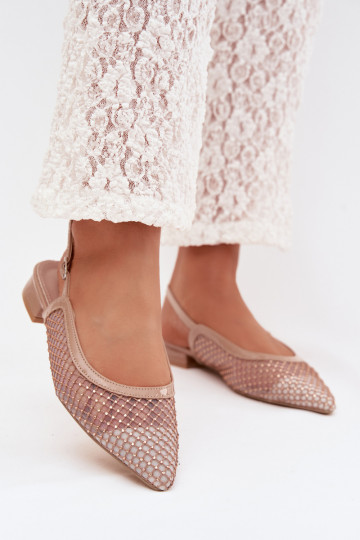 Ballerines en maille pour femmes avec talon ouvert couleur sable Pyvona 2