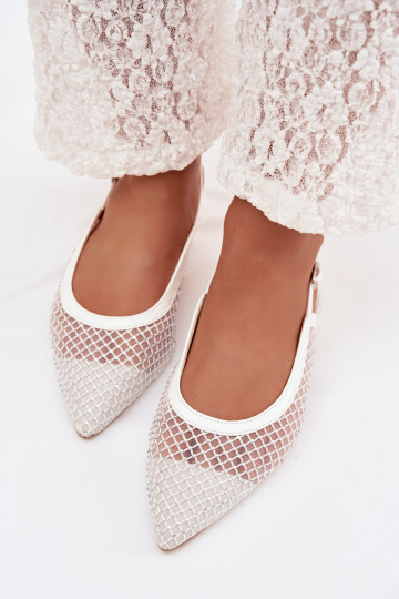 grille Ballerines avec un talon ouvert couleur blanche Pyvona