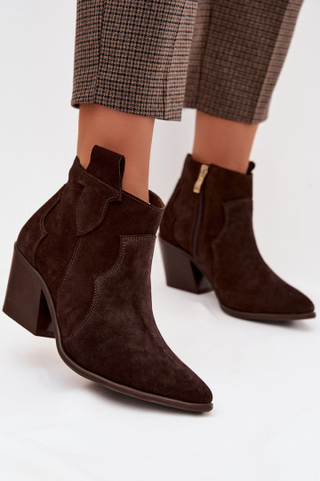 Cowboy-stijl laarsjes van natuurlijk suede Zazoo 3153 chocolade kleur 2