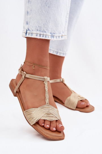 Sandales à semelle plate dorées pour femmes Nexora