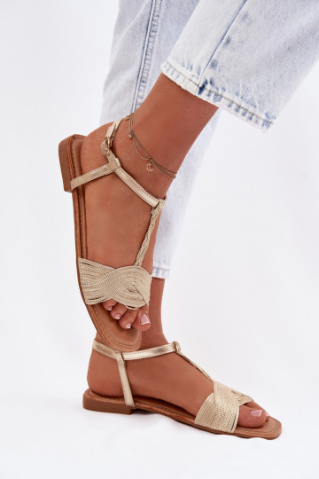 Vlakke sandalen voor dames gouden kleur Nexora 2