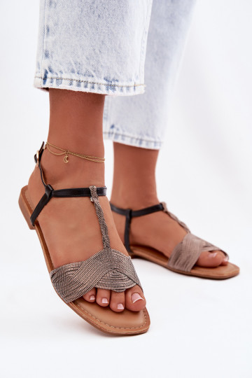 Flache Sandalen für Damen in Schwarzfarbe Nexora 2