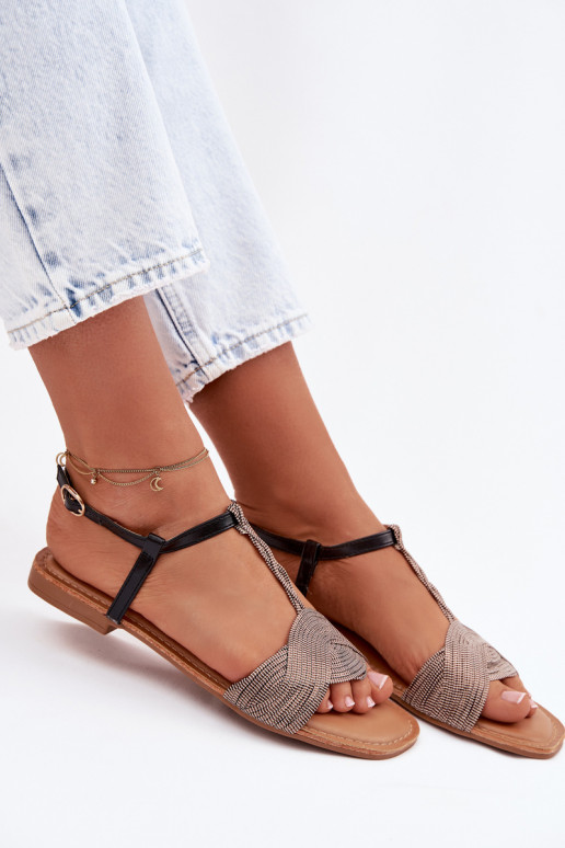 Sandales plates pour femmes couleur noire Nexora