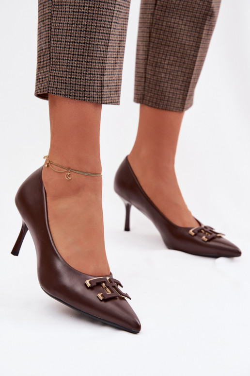 hochhackige Schuhe Schuhe mit Ornamenten Eko Haut CzekoladoZue Fivara