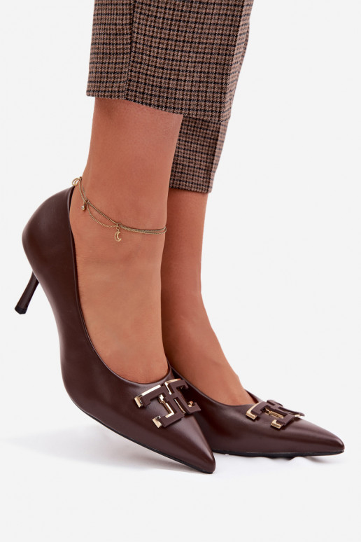 hochhackige Schuhe Schuhe mit Ornamenten Eko Haut CzekoladoZue Fivara