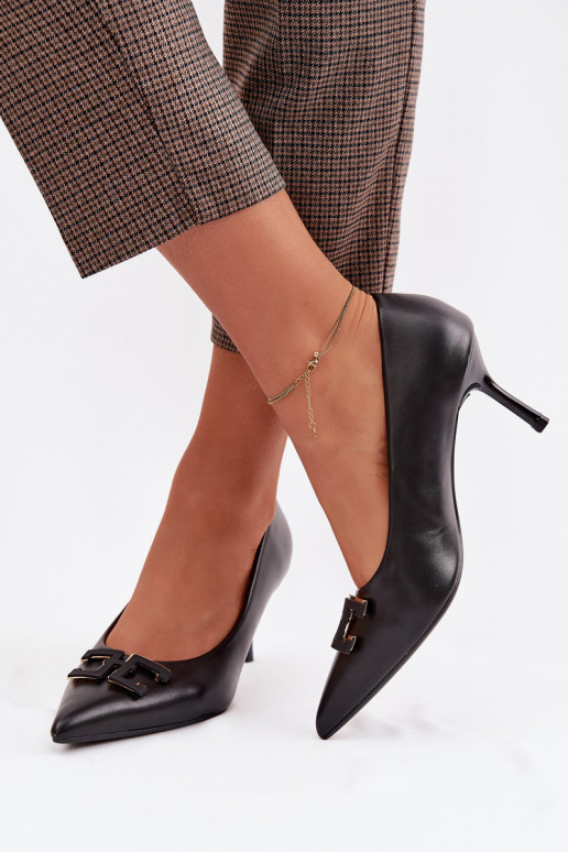 chaussures à talons hauts Chaussures avec des ornements Eko Peau couleur noire Fivara