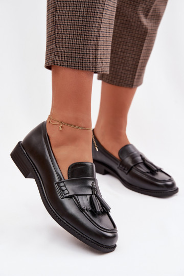 Mocassins en simili cuir avec franges noires Galera
