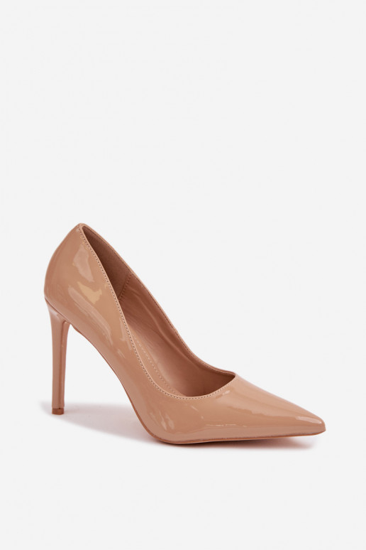 avec effet vernis chaussures à talons hauts en cuir écologique beige Jonira