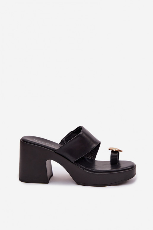 Damespantoffels Op SłupkoInym Obcasie Ze gouden kleurm Detalem zInart Sinora