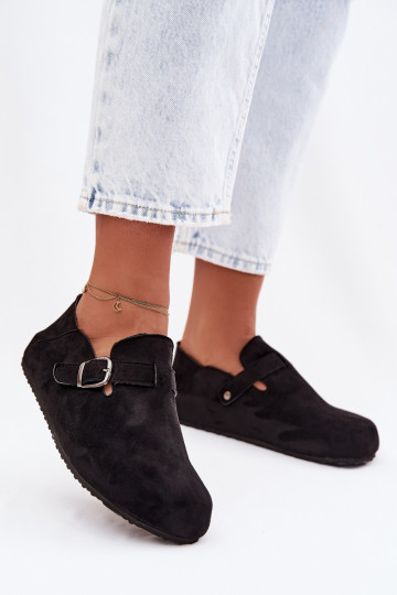 Dames schoenen van kunstleer met gespen in zwart Ismora 2