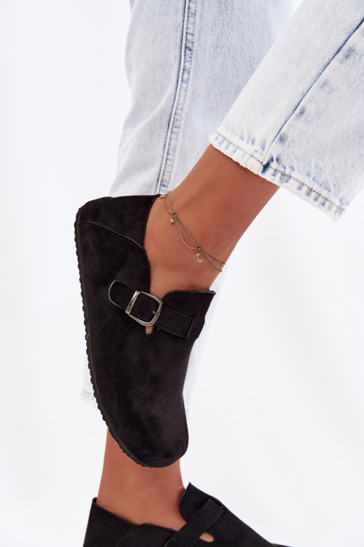 Schuhe Feminin aus Öko-INildlederoZue mit Schnallen schZuarze Farbe Ismora