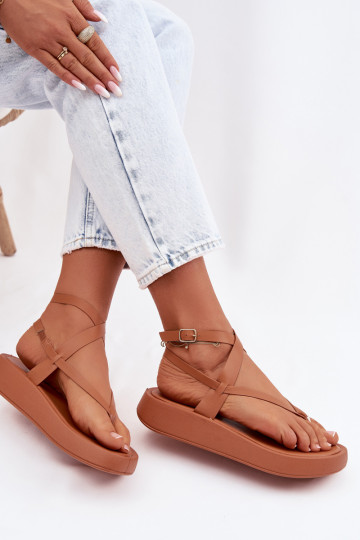 Sandales marron pour femmes à enfiler avec plateforme Gelira