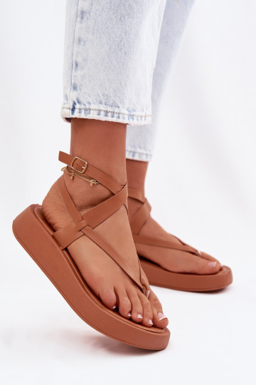 Sandales marron pour femmes à enfiler avec plateforme Gelira 2