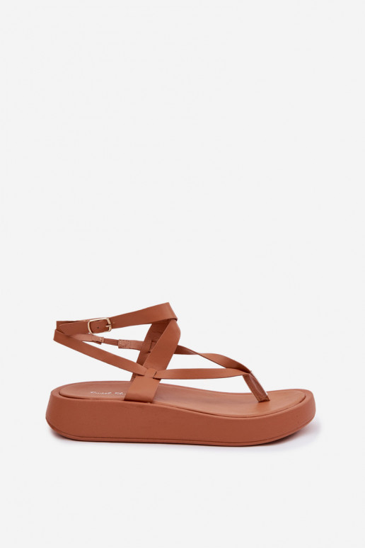 sandalen door de vinger Dames met platform bruine kleur Gelira