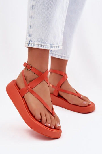 Damen orange Zehentrenner Sandalen mit Plattform Gelira 2
