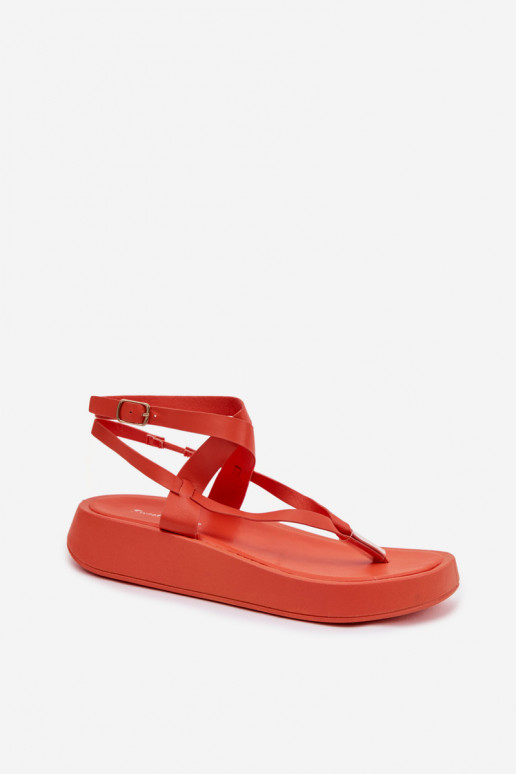 tongs Féminin avec une plateforme couleur orange Gelira