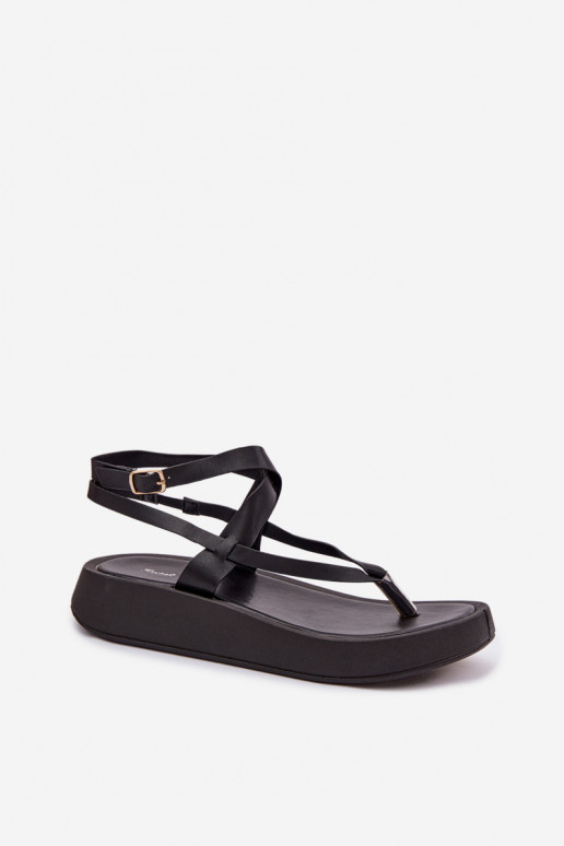 Flip-Flops Feminin mit einer Plattform schZuarze Farbe Gelira