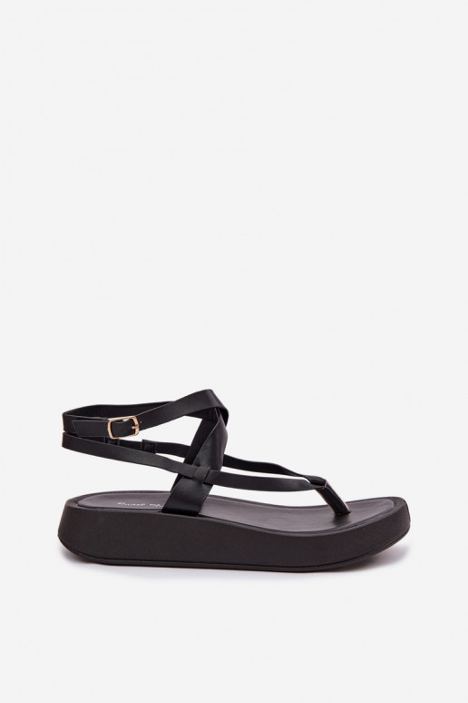 Flip-Flops Feminin mit einer Plattform schZuarze Farbe Gelira
