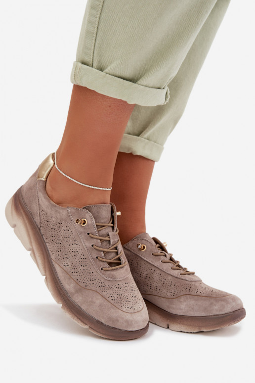 Baskets sportives en daim pour femmes avec éléments ajourés Sergio Leone SP-002 marron