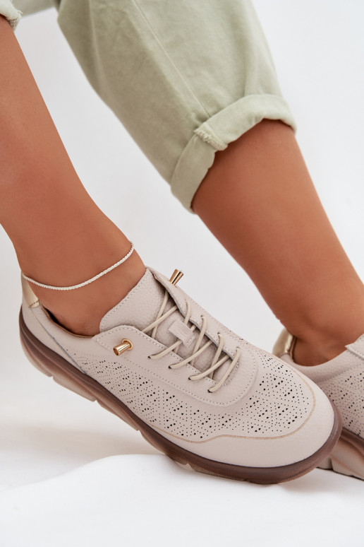 Baskets sportives en cuir pour femmes avec éléments ajourés Sergio Leone SP-002 gris