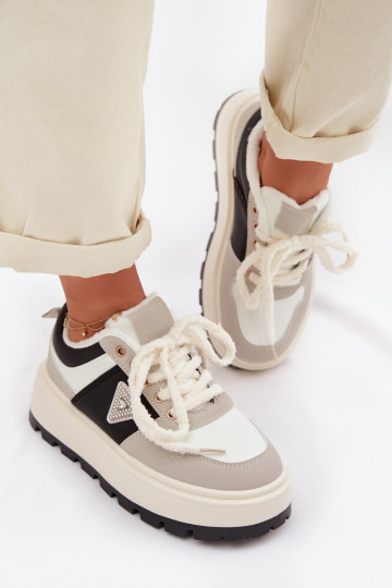 Sneakers model schoenen Dames met platform grijs Florinda