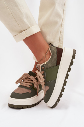 Sneakers model schoenen Dames met platform groene kleur Florinda