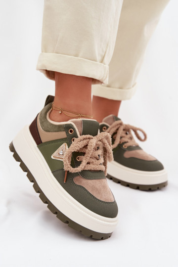 Sneakers model schoenen Dames met platform groene kleur Florinda 2