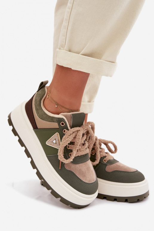 Sneakers model schoenen Dames met platform groene kleur Florinda