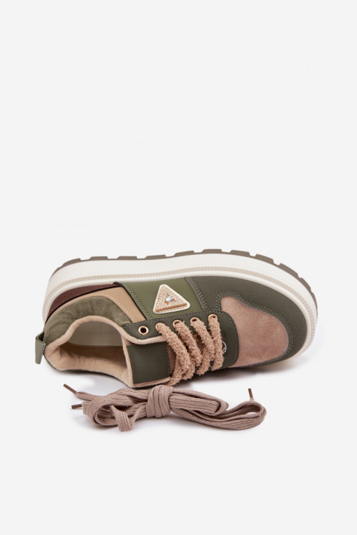 Sneakers Stilvollllschuhe Feminin mit einer Plattform grüne Farbe Florinda