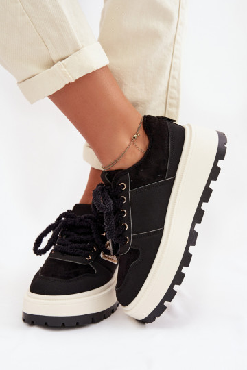 Sneakers Stilvollllschuhe Feminin mit einer Plattform schZuarze Farbe Florinda 2