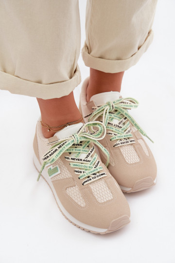 Sneakers Stilvollllschuhe Feminin Mit Dekorationen Schnürungm Beige Henira