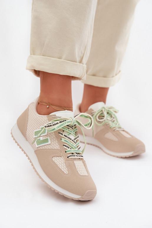 Sneakers model schoenen Dames Met sierlijk Vetersluitingm beige Henira