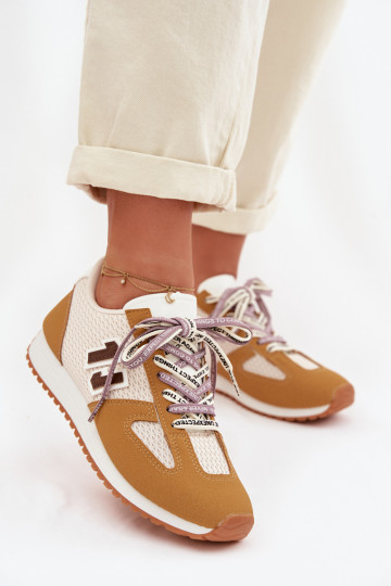 Sneakers model schoenen Dames Met sierlijk Vetersluitingm geel Henira 2