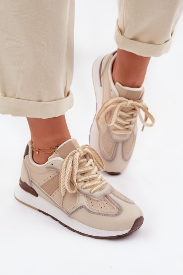 Sneakers Stilvollllschuhe Feminin aus Öko-Leder Beige Kelira