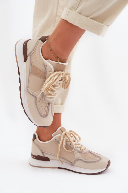 Sneakers Stilvollllschuhe Feminin aus Öko-Leder Beige Kelira