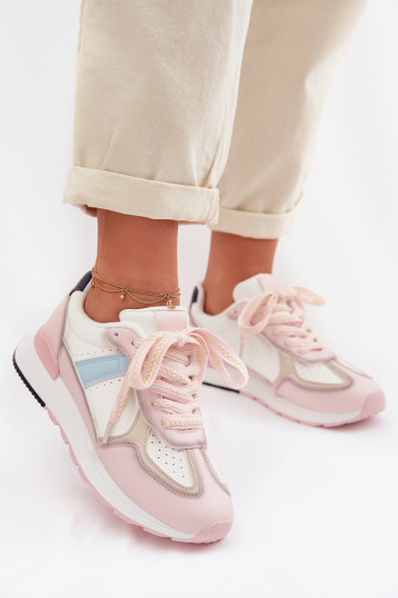 Chaussures modèle baskets Féminin en cuir écologique couleur rose Kelira