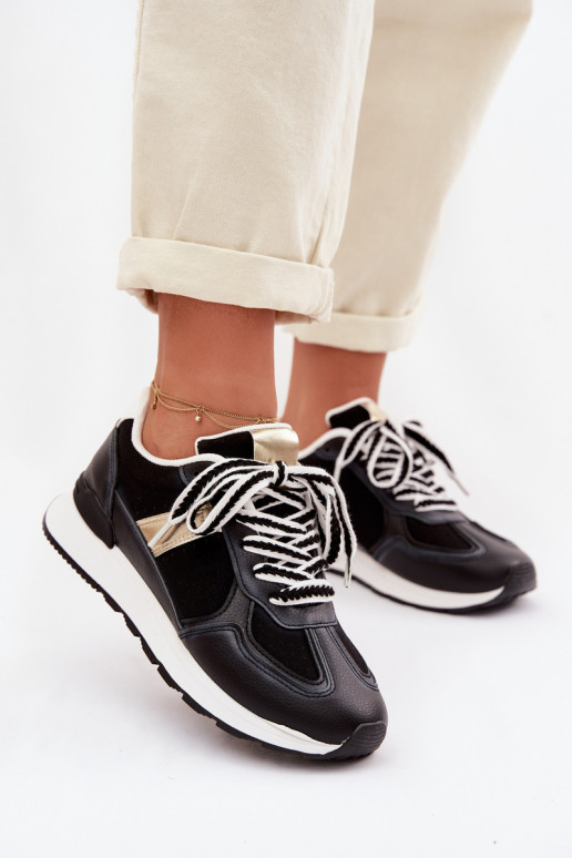 Sneakers Stilvollllschuhe Feminin aus Öko-Leder schZuarze Farbe Kelira